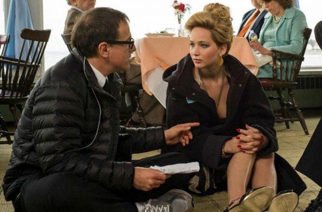 David O. Russell and Jennifer Lawrence on the set of 'American Hustle'