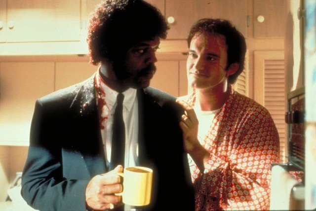 Samuel L. Jackson and Quentin Tarantino on the set of 'Pulp Fiction'