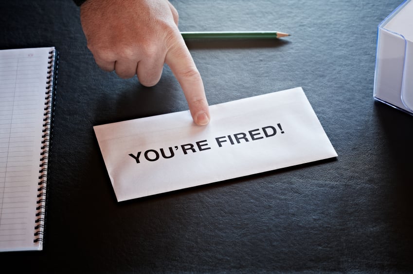 A note stating, "You're fired!" 