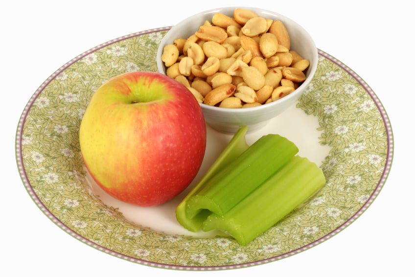 apple, celery, peanuts