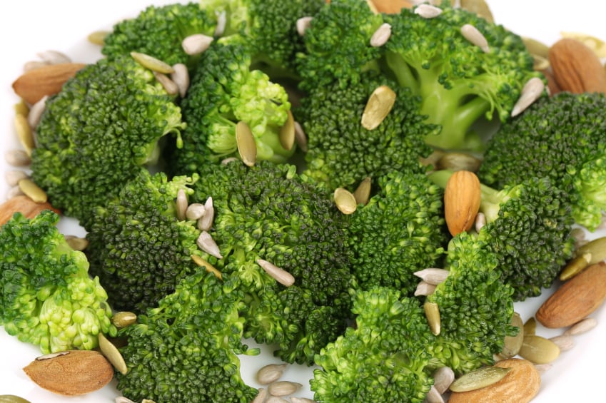 broccoli, nuts, seeds