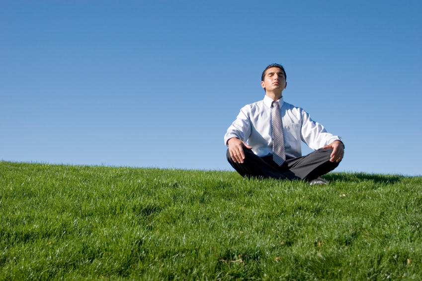 businessman meditating