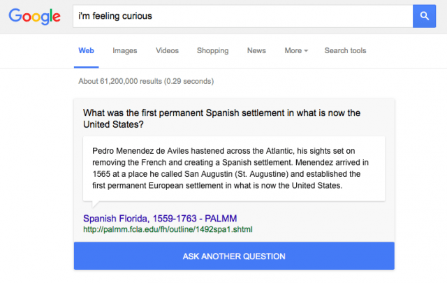 Google Search 'I'm feeling curious'