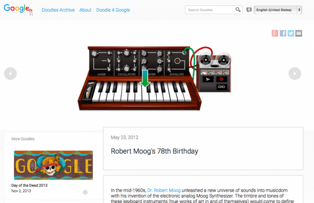 Google Search 'I'm feeling playful' Moog doodle