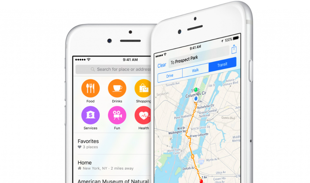 Maps app in iOS 9