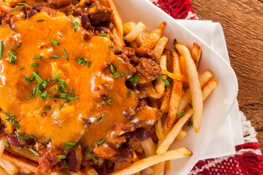 chili cheese fries, potatoes