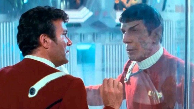 William Shatner and Leonard Nimoy in Star Trek II: The Wrath of Khan