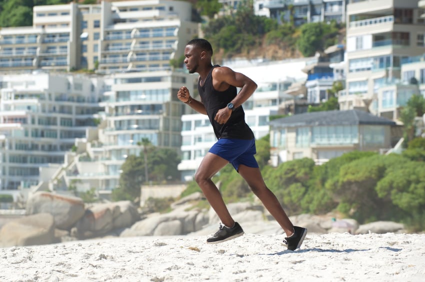 running on the beach, exercise