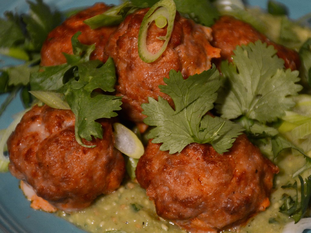 Chorizo Meatballs with Avocado Salsa Verde 1