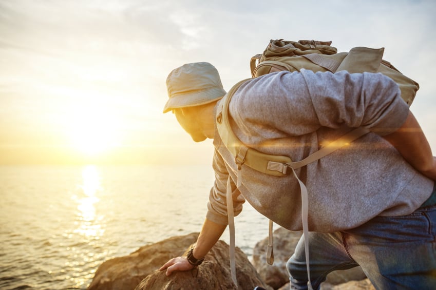 a traveler watching the sunset, travel the world