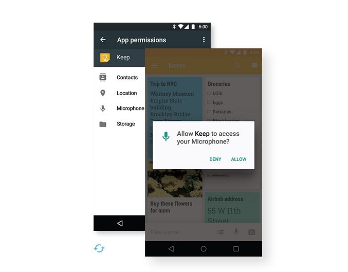 Android 6.0 Marshmallow app permissions