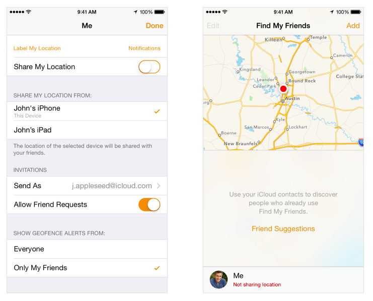 Apple Find My Friends app