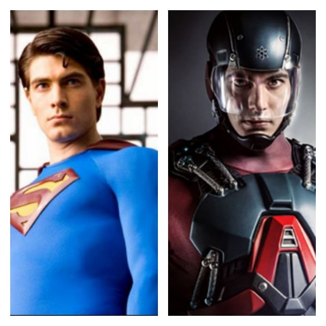 This is a side by side picture Brandon Routh as Superman and Atom.
