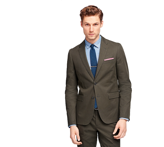 Brooks Brothers olive green twill suit jacket