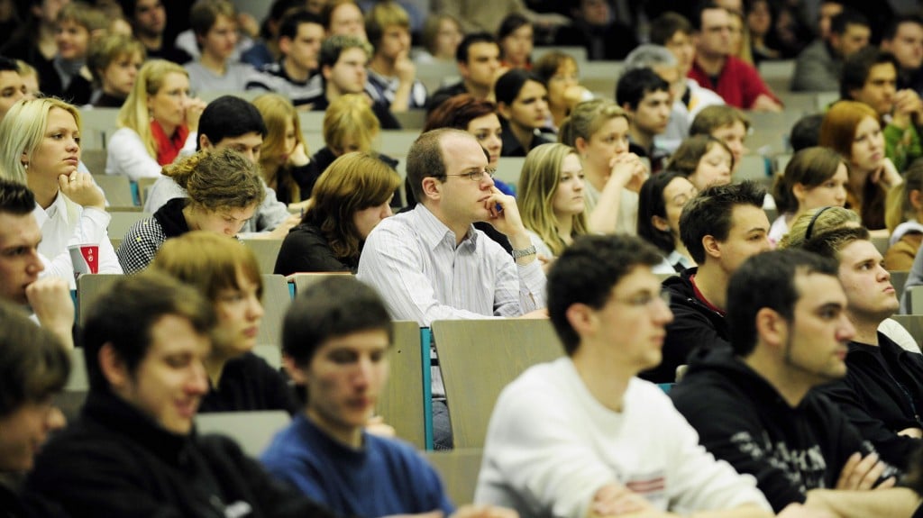 man in lecture hall