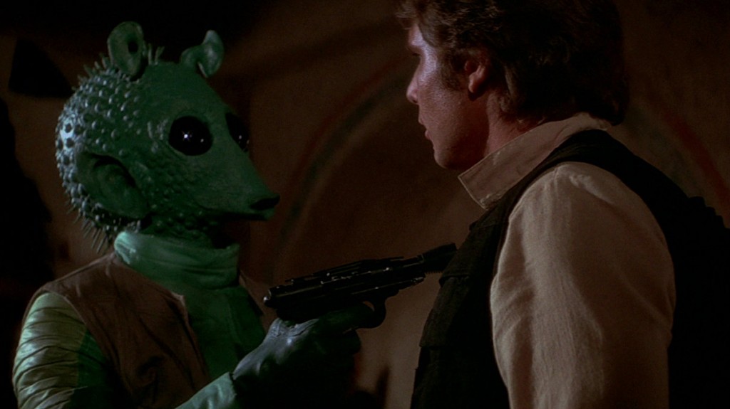 Greedo and Harrison Ford in Star Wars, Episode IV: A New Hope | Source: Lucasfilm