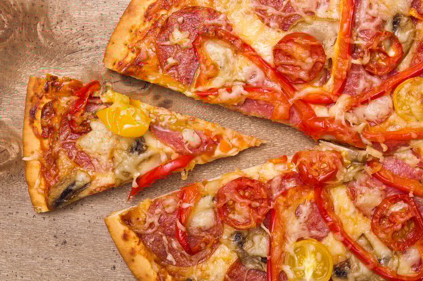 salami and tomato pizza