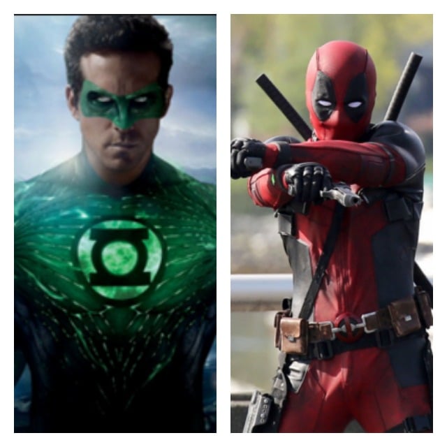 This is a side by side of Ryan Reynolds as Green Latern and Deadpool.