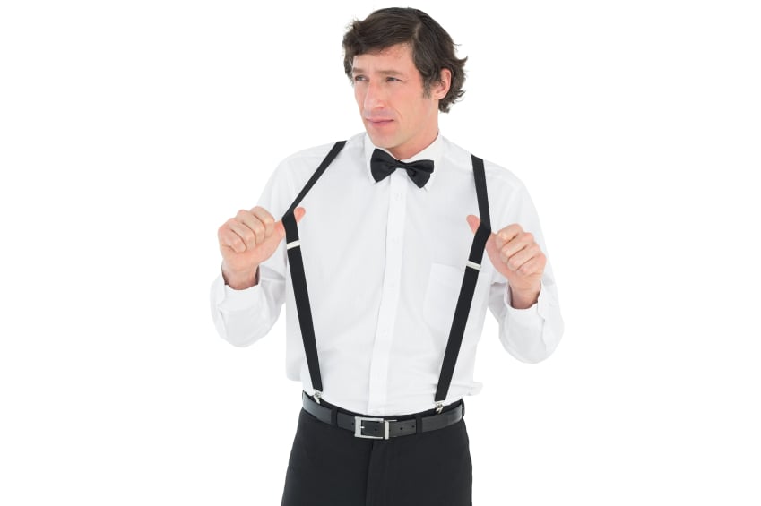 man in suspenders