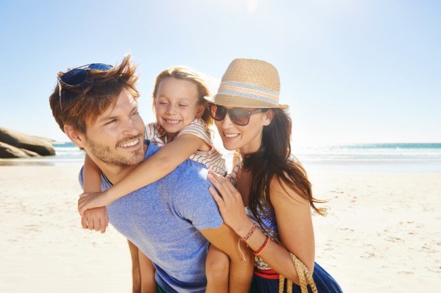 Family on vacation at the beach