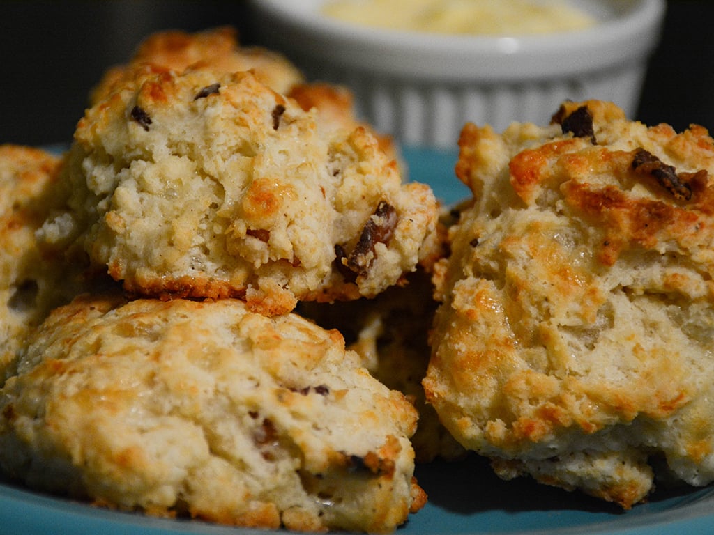 bacon cheddar biscuits with honey butter 1