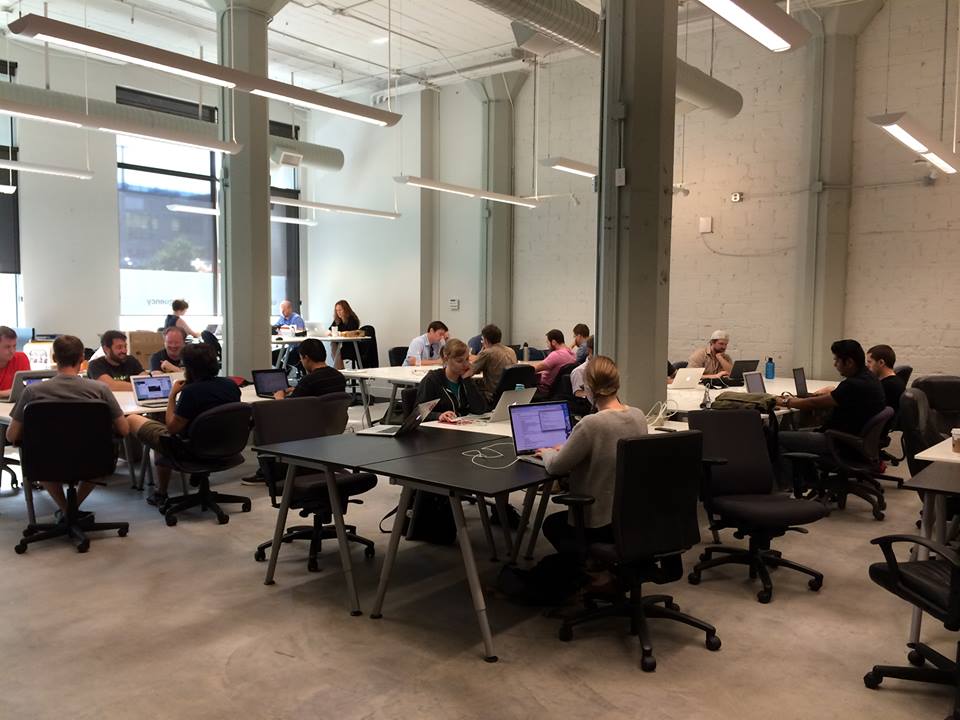 Prospective software engineers at coding camp