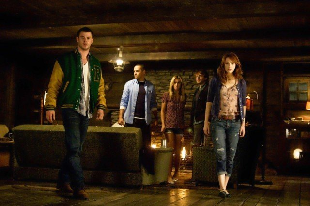 Chris Hemsworth, Jesse Williams, Anna Hutchison, Franz Kranz and Kristin Connelly in 'The Cabin in the Woods.'