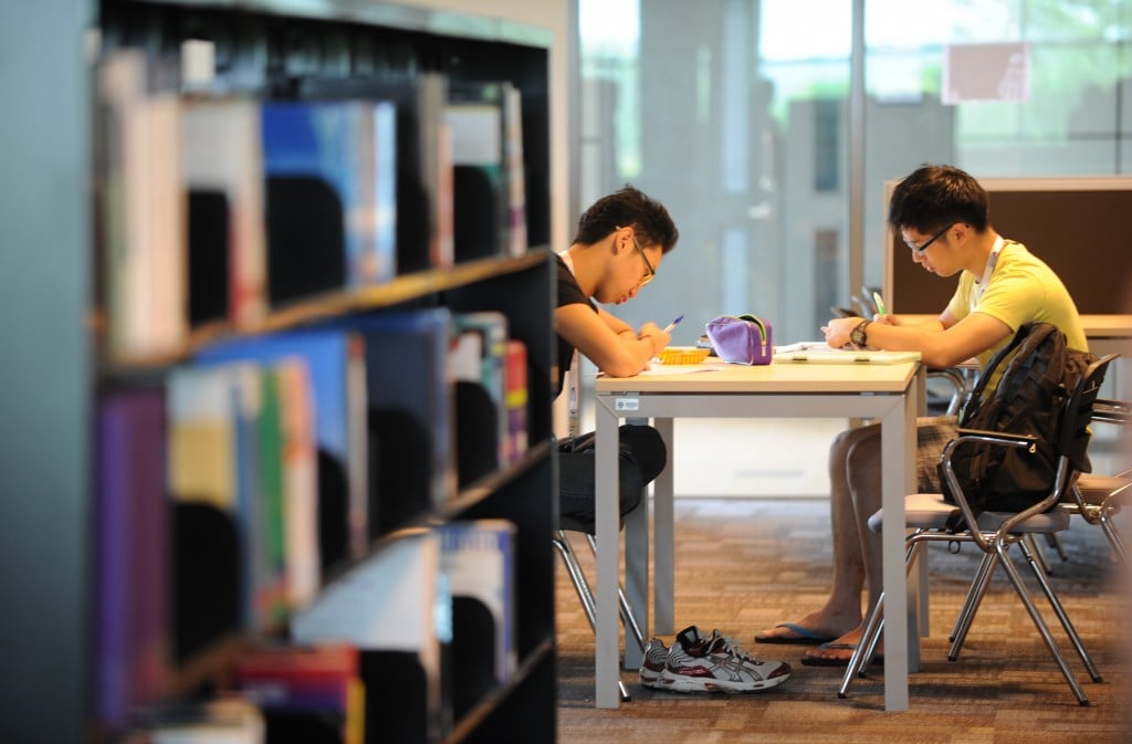 studying in library