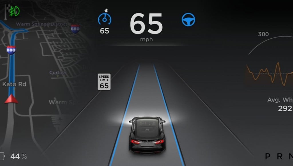 The autopilot screen on a Model S