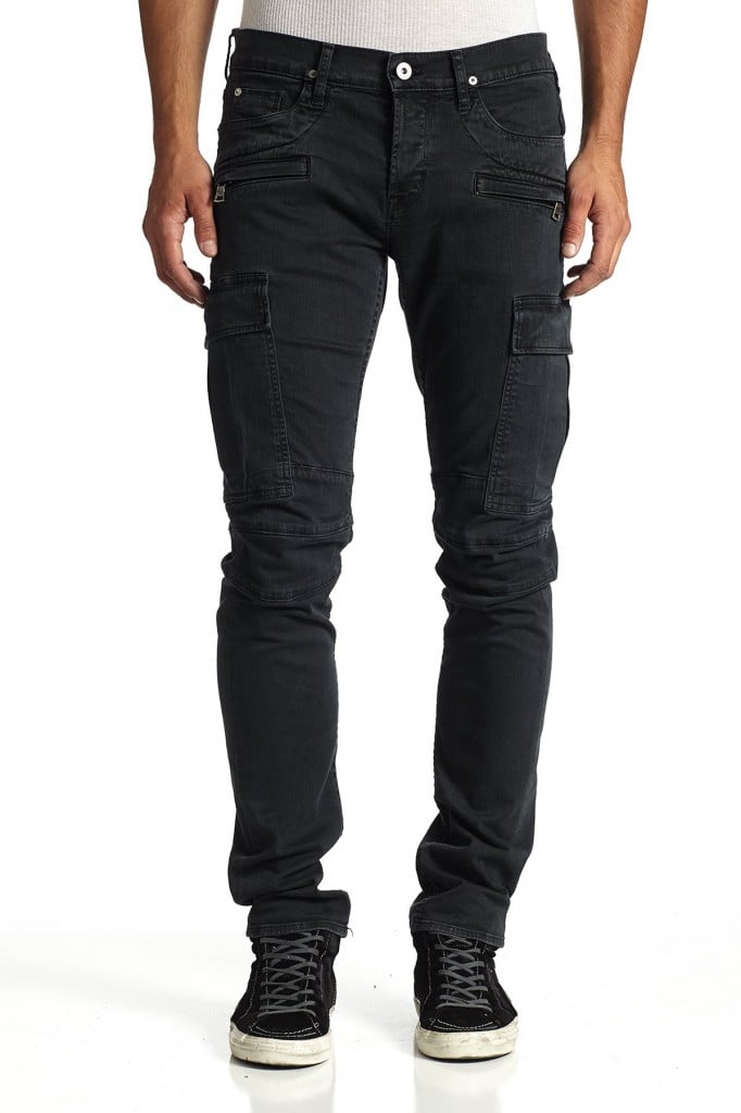 Charcoal Colored Cargo Biker Jeans