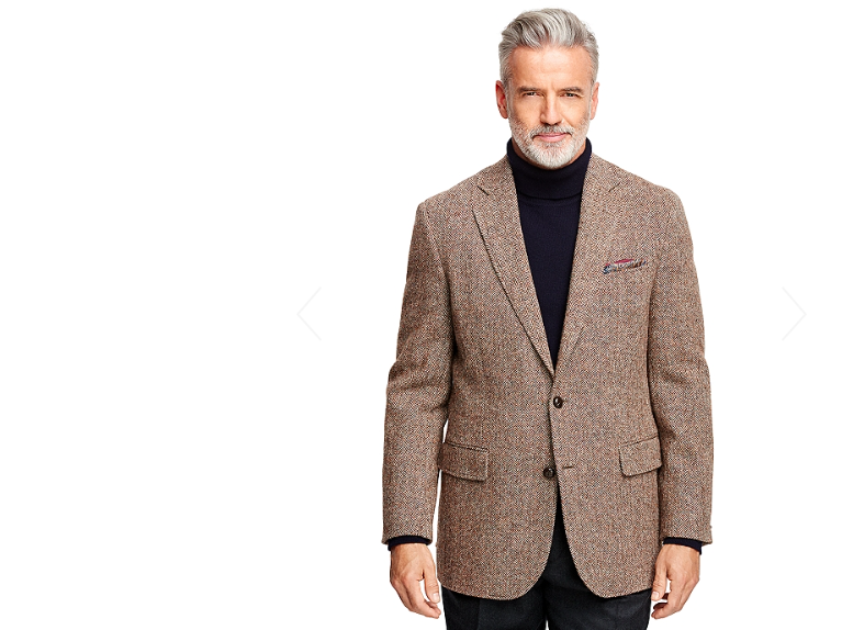 Brooks Brothers turtleneck and Harris Tweed blazer
