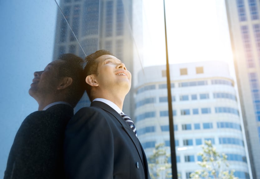 man looking up