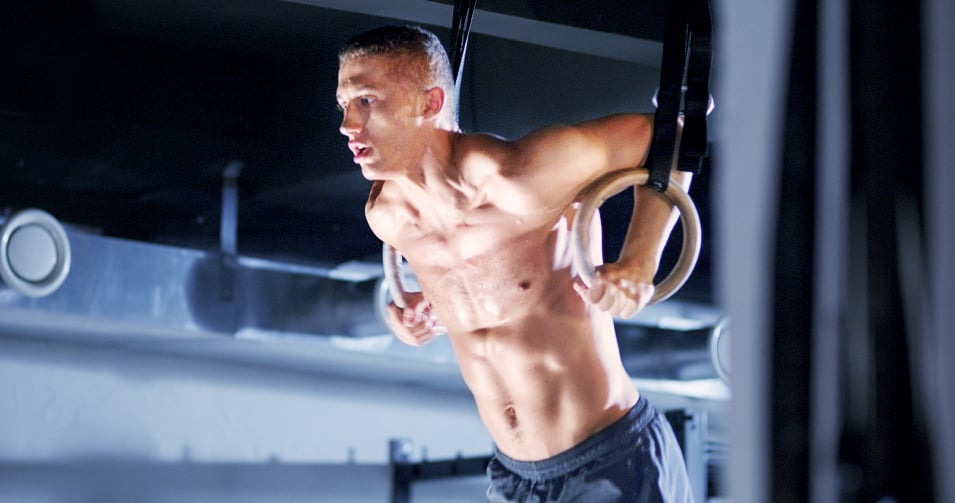 gymnast, practicing, rings, exercise