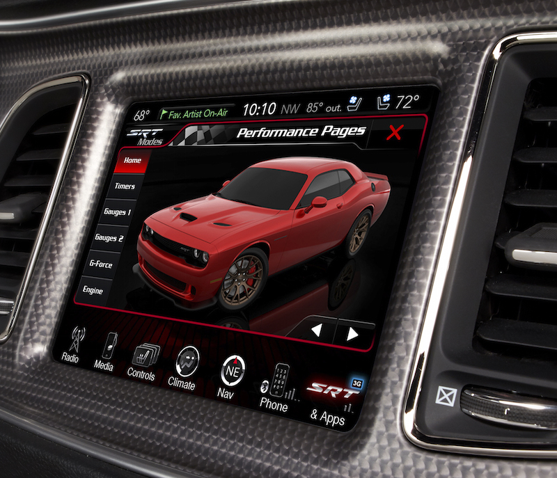 2015 Dodge Challenger SRT Hellcat 8.4 inch U-Connect Performance Pages Home screen