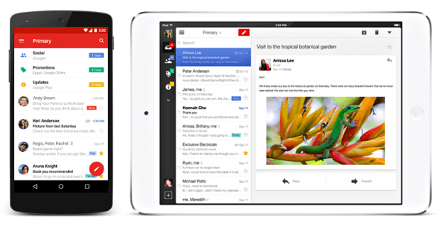 Gmail on smartphone and tablet