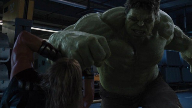 Hulk and Chris Hemworth in The Avengers