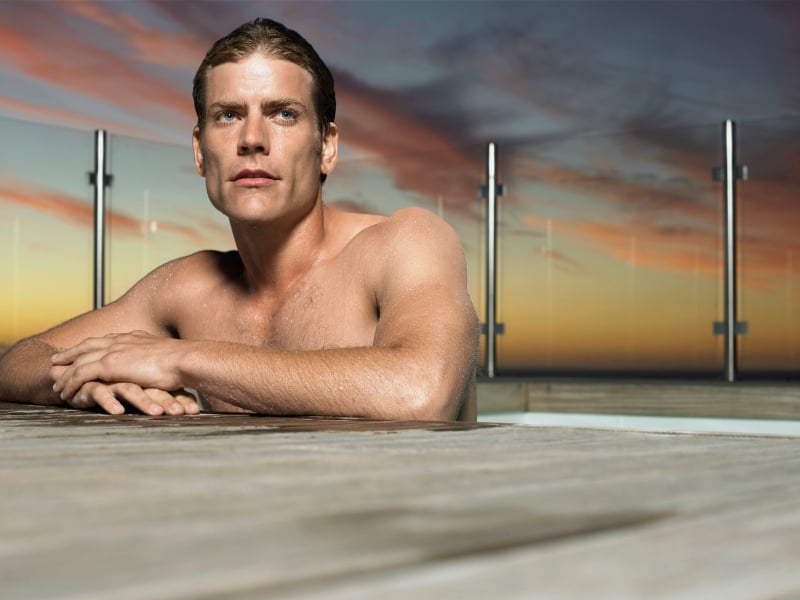 swimmer thinking, mental, pool