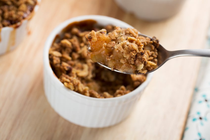 apple crisp in a ramekin