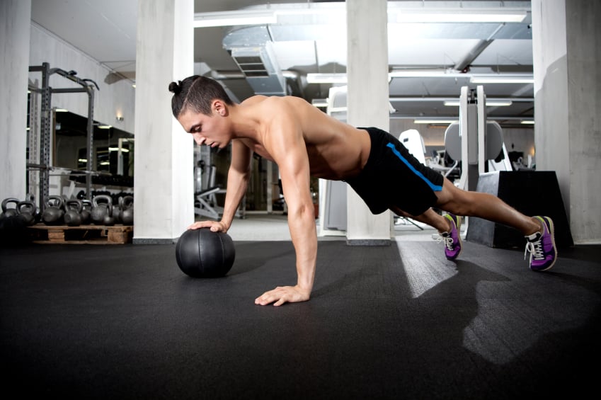 exercise, medicine ball push-up