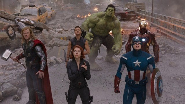 The 'Marvel' cast looking at the sky together. The 'Marvel' cast looking at the sky together.