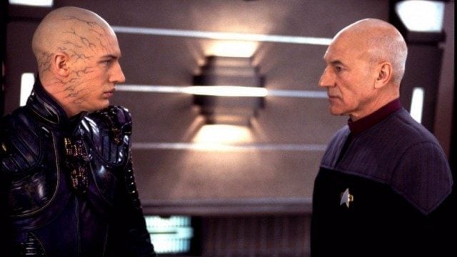 Tom Hardy and Patrick Stewart in Star Trek: Nemesis