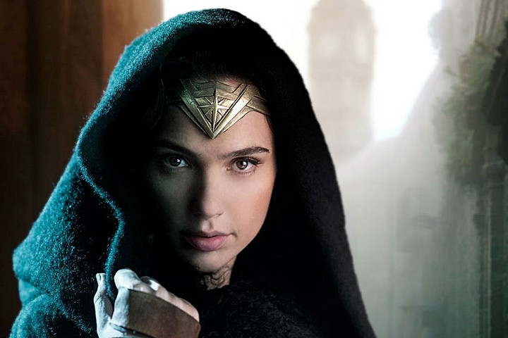 Actress Gal Gadot wearing a cloak in a preview image of Wonder Woman