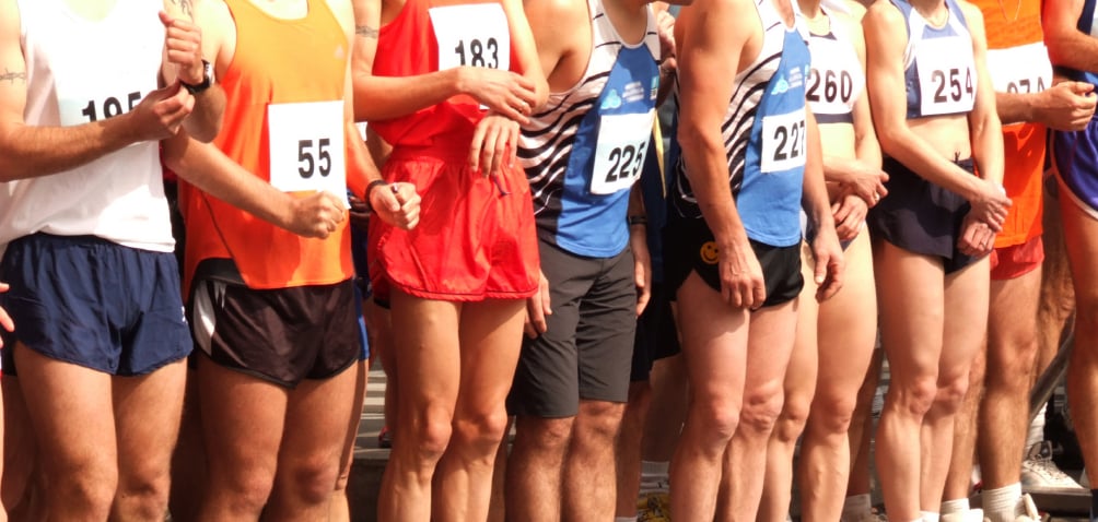 Competitors lined up for the beginning of a race