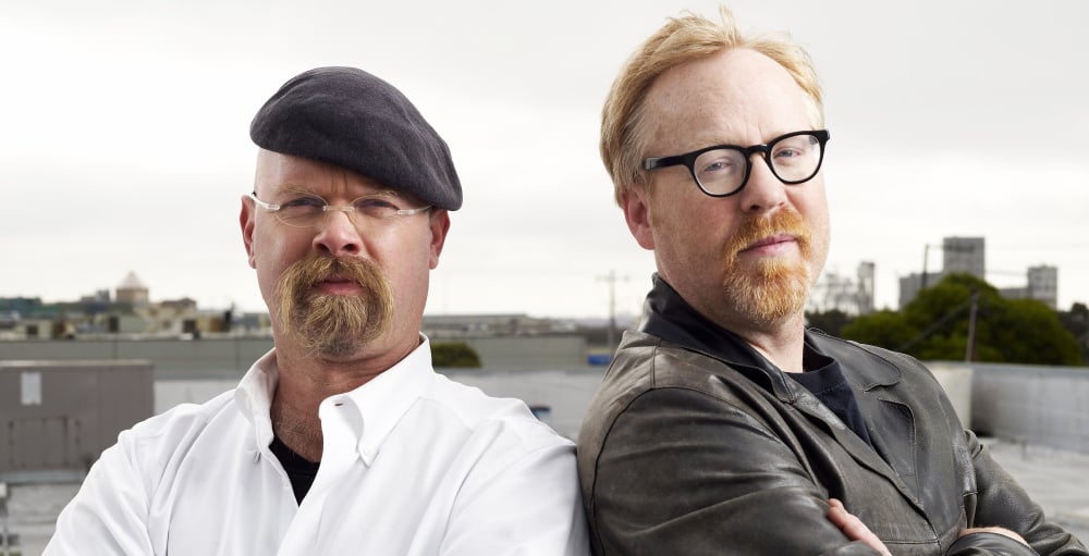 Adam Savage and Jamie Hyneman in a promotional image for Discovery's Mythbusters