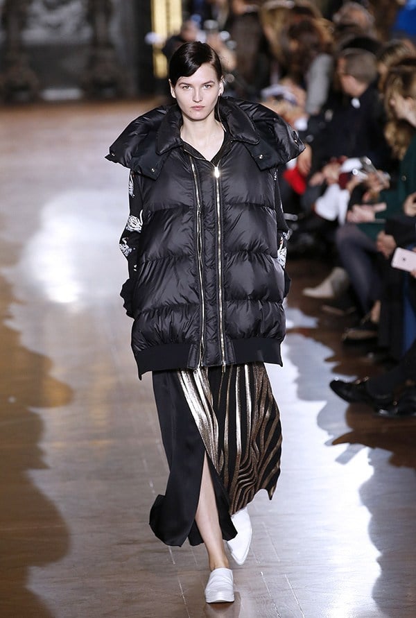 Model wearing a puffer jacket at a Stella McCartney show