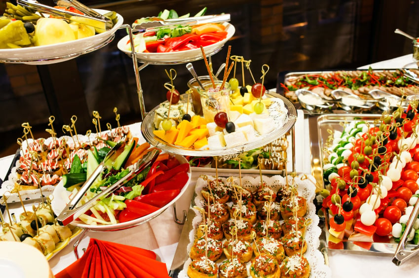 food on a buffet