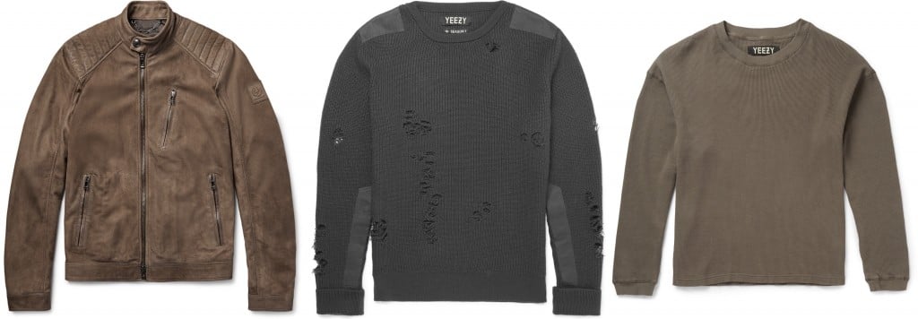 Belstaff jacket, Yeezy x Adidas sweater and tee