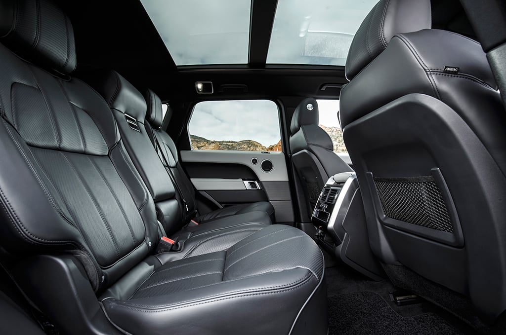 Backseat interior of a luxury vehicle