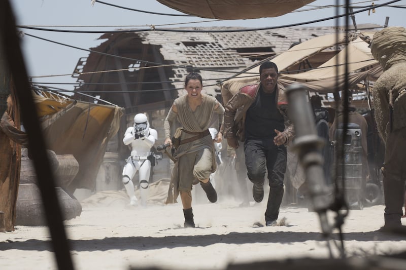 Rey and Finn in Star Wars: The Force Awakens Rey and Finn in Star Wars: The Force Awakens