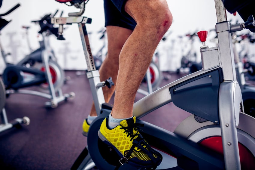 A man on an exercise bike